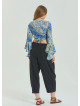 Adjustable Waist Black Women's Plus Size Trousers with Rope Detail 4622
